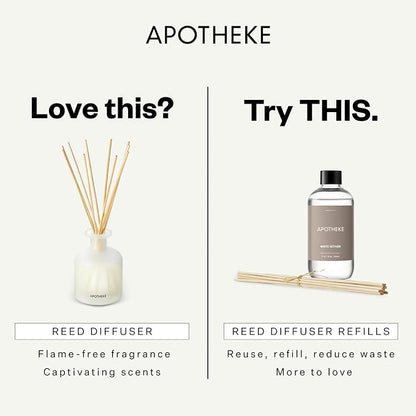 Apotheke Luxury Scented Reed Diffuser for Home, Sea Salt Grapefruit - 6.7 Fl Oz Essential Oil Aromatherapy - 10 Rattan Scent Sticks Room Diffuser - Long-Lasting Fragrance for Bedroom, Home, Bathroom