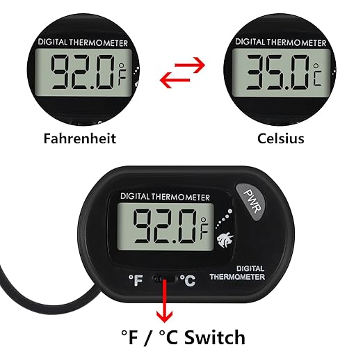 4Pcs Aquarium Thermometer Fish Tank Thermometer Reptile Fahrenheit Terrarium Water Temperature Indicator Test Digital with LCD Display Fahrenheit/Celsius