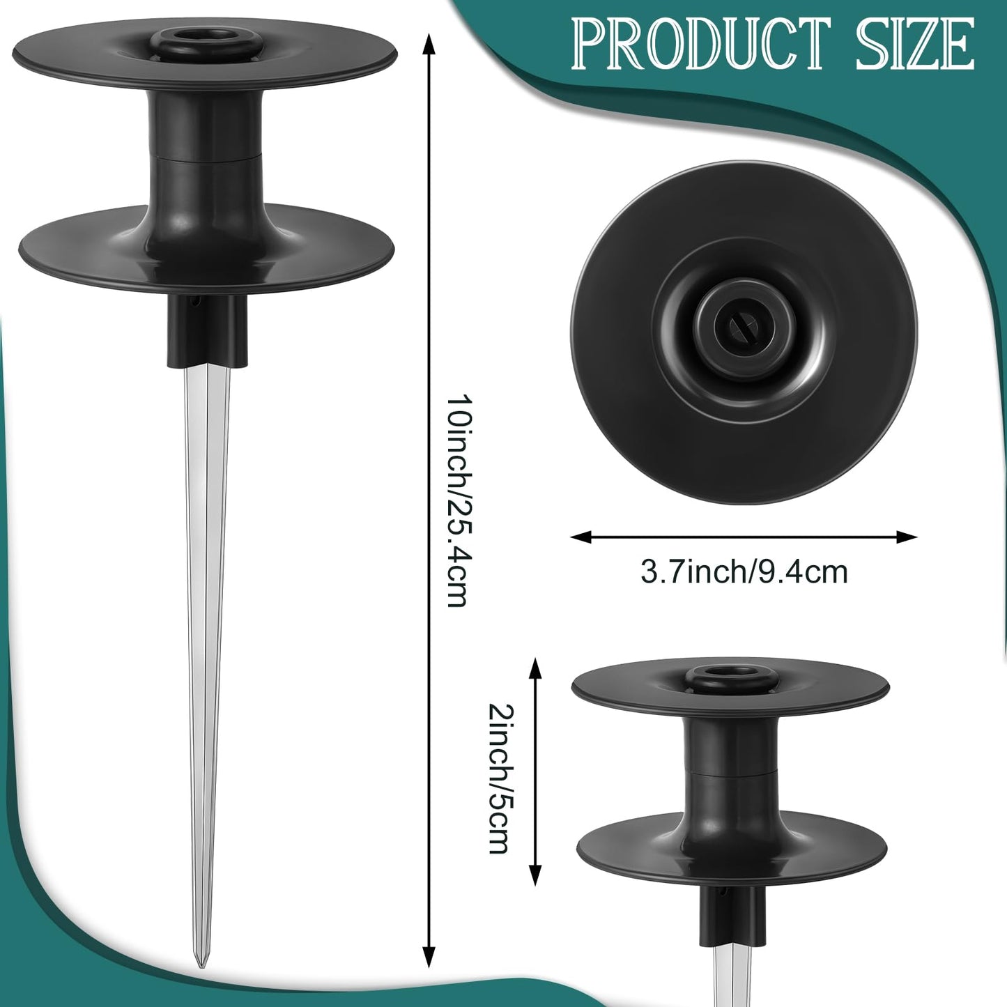 Chumia 2 Pieces 10 Inch Garden Hose Guide Spike, Zinc Coated Rustproof Heavy Duty Metal Stake with Top, Keeps Garden Hose out of Flower Beds, Guard for Yard Plant Protection (Black)