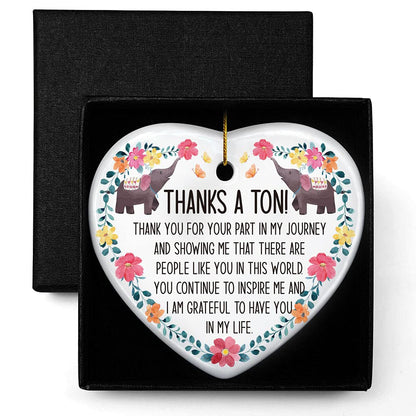 Thank You Gifts, Thanks A Ton, Christmas Ornament Keepsake Sign Heart Plaque Thank You Gift, Christmas Birthday Appreciation Gifts for Women Men Friends Coworkers Neighbors Teachers Boss Colleague