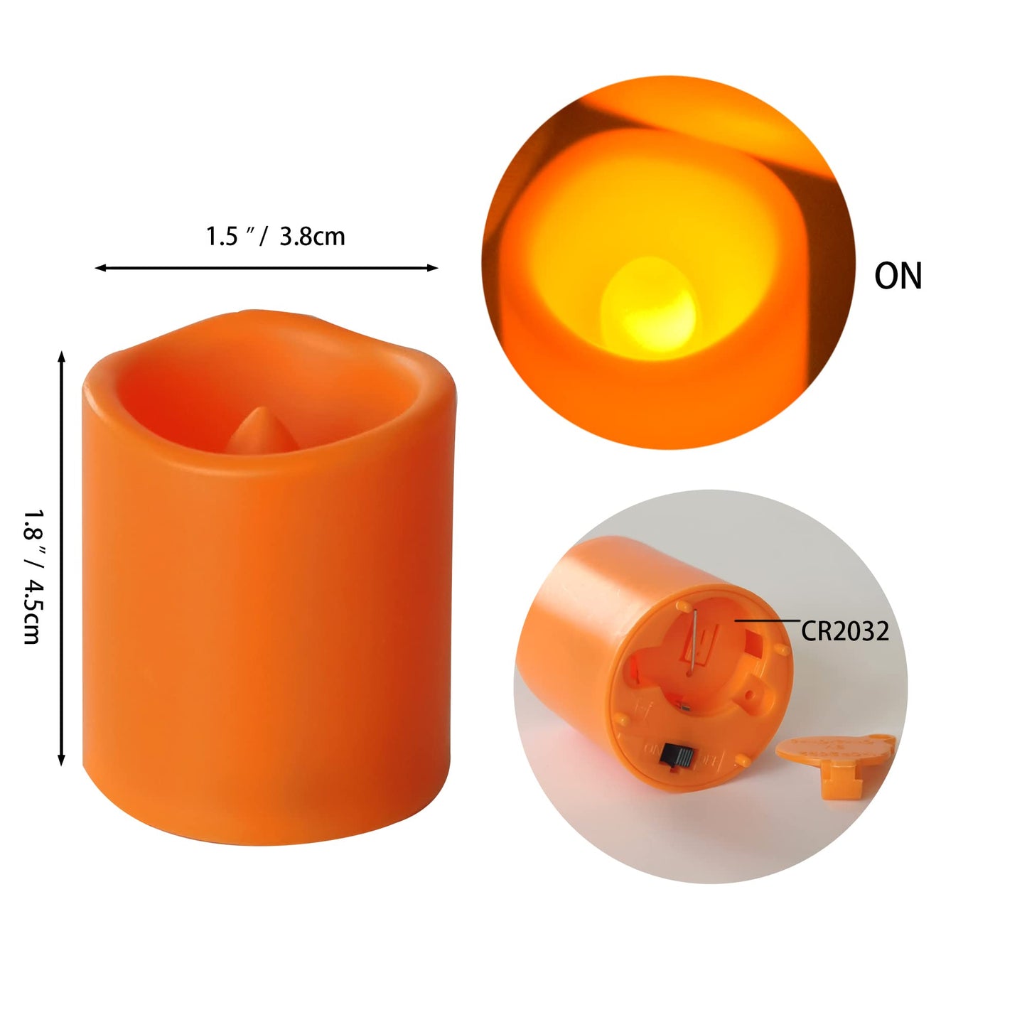 CANDLE CHOICE Battery Operated Flameless Votive Candles Orange Realistic Flickering Electric Fake LED Tea Lights for Halloween Pumpkin Thanksgiving Christmas Decorations, 24 PCS, Batteries Included