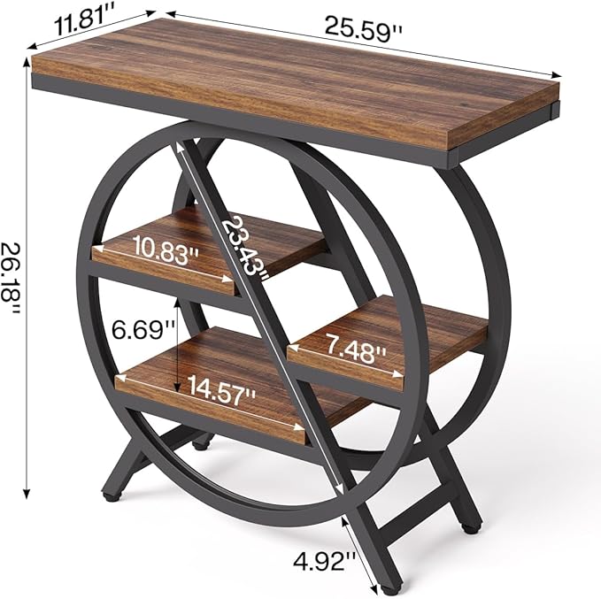 LITTLE TREE Industrial End Table, Narrow Side Table