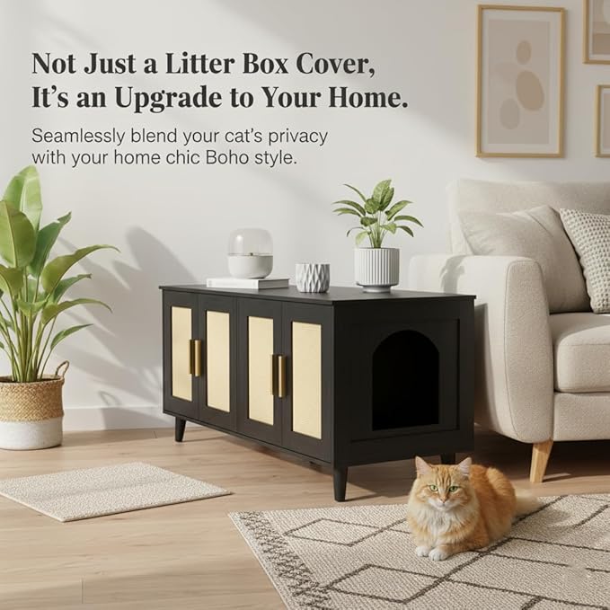 Homhedy Boho Cat Litter Box Enclosure