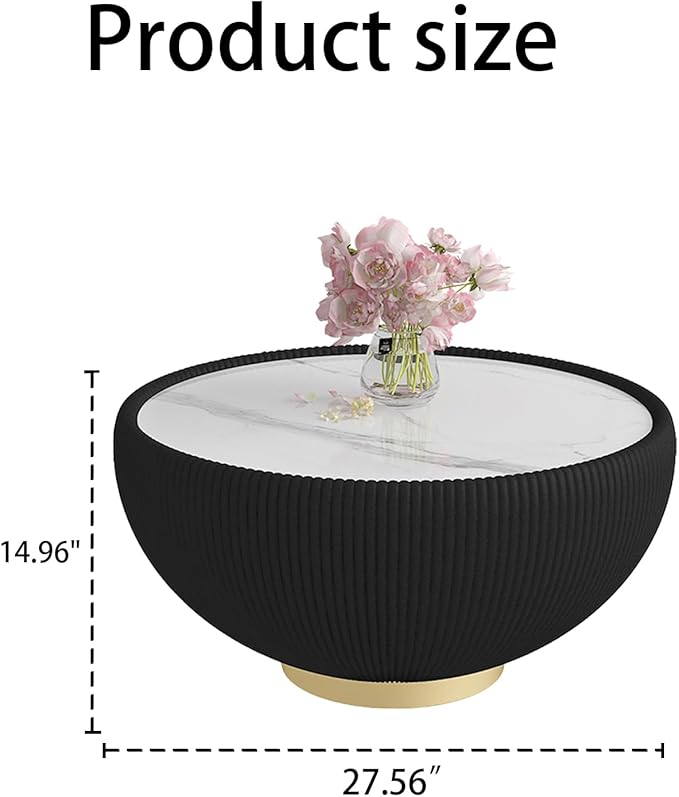SSLine Bowl-Shape Coffee Table Set of 2 Modern Sintered Stone Top Nesting