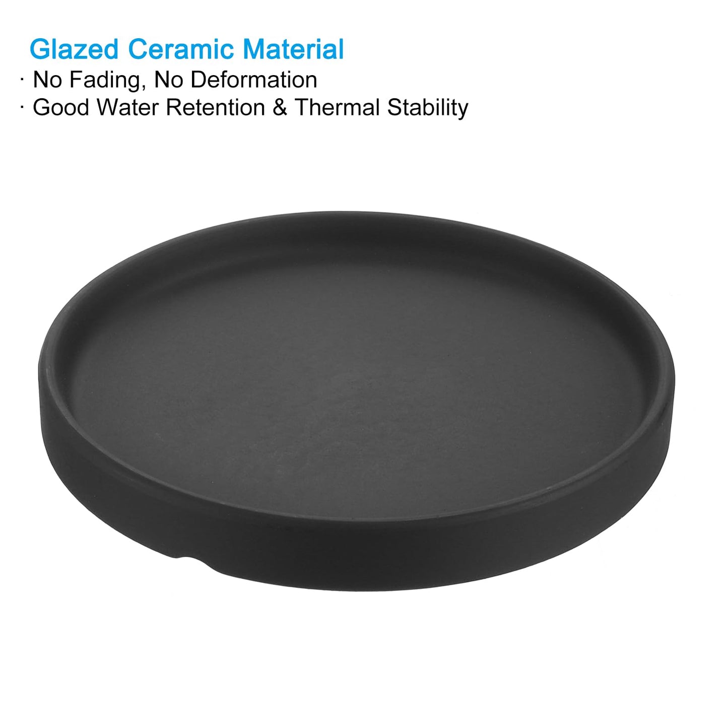 PATIKIL Plant Pot Saucer 6 Inch OD, 3 Pack Ceramic Round Flower Drip Tray for Indoor Outdoor, Black
