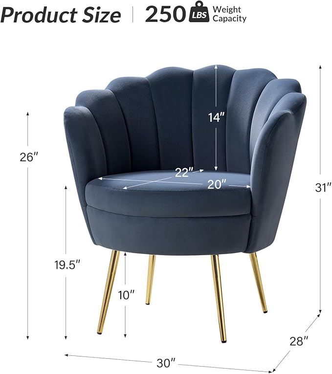 HULALA HOME Modern Velvet Accent Chairs Set of 2