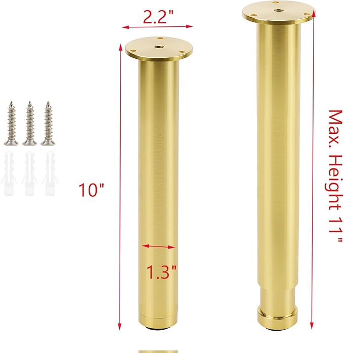 4 Pcs Gold Adjustable Sofa Legs Metal Modern Furniture Legs