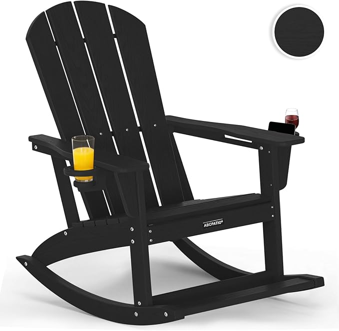 Outdoor Oversized Adirondack Rocking Chairs, All Weather HDPE Patio Rocking