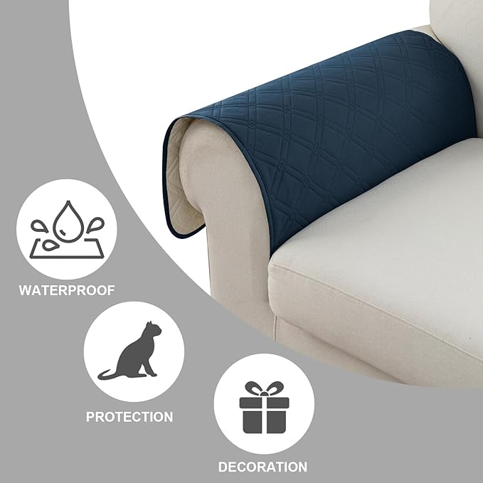 Genina Sofa Armrest Cover, Anti-Slip Armchair Slipcovers