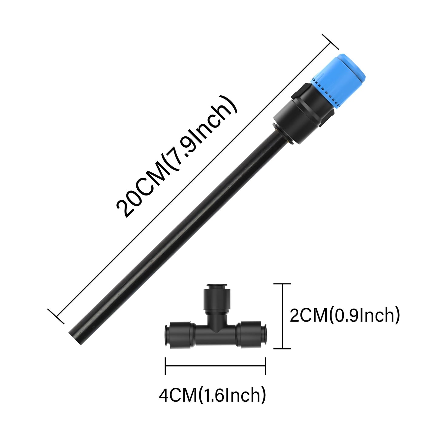 MIXC 20pcs 360° Adjustable Drip Irrigation Vortex Emitters for 1/4" Drip Irrigation Tubing, Only 20pcs Push-to-Connect Drip Emitters and Quick-Connect Three-Way Tubing Fittings