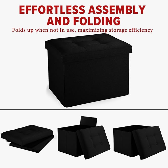 LINMAGCO Small Storage Ottoman Stool Foot Rest Stool Under Desk Stool Short