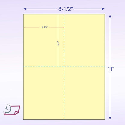 NextDayLabels 8-1/2" x 11" Laser/Inkjet Postcards 4 Per Page, (4-1/4" x 5-1/2" Each Card | Canary, 4000 Cards)