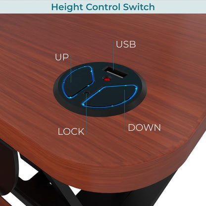 VERSADESK® PowerPro™ 40” x 24” Standing Desk Converter | 7.75” - 23.5” Electric Height Adjustable Sit to Stand Desk Riser w/ Keyboard Tray & USB Hub - Ergonomic Workstation for Home & Office, Cherry