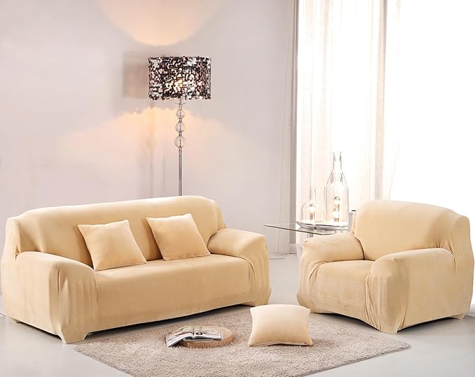 vctops 1-Piece Velvet Plush Stretch Sofa Slipcover