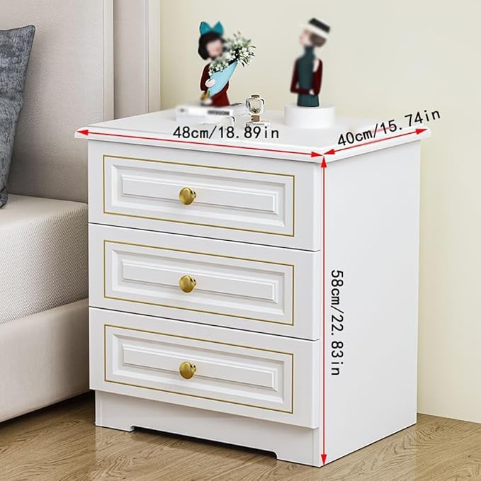 Night Stand Light Luxury Solid Wood Bedside Table, Simple Home Storage Cabinet