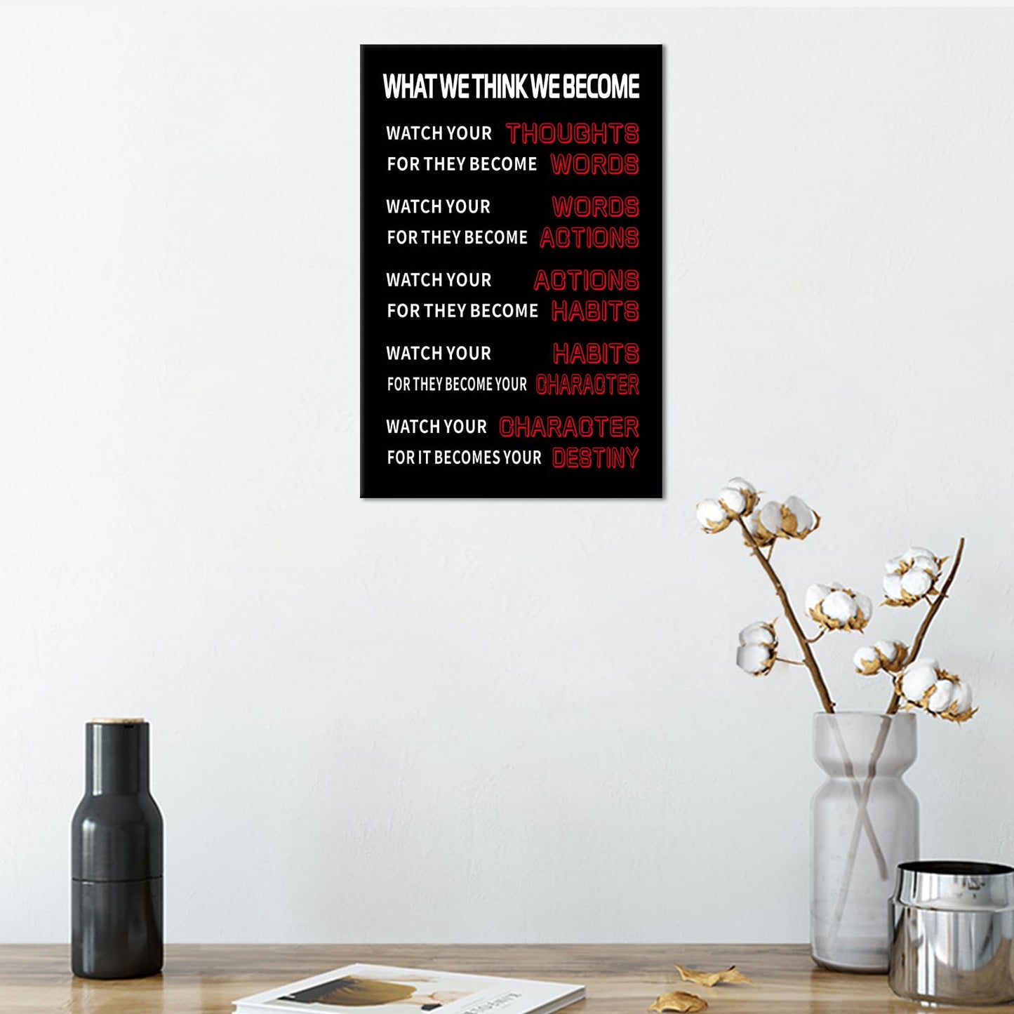 Motivational Canvas Wall Art for Office Inspirational Entrepreneur Quote Watch Yourself Poster Print Positive Picture Painting Decoration for Living Room Classroom Ready to Hang [12''W x 18''H]