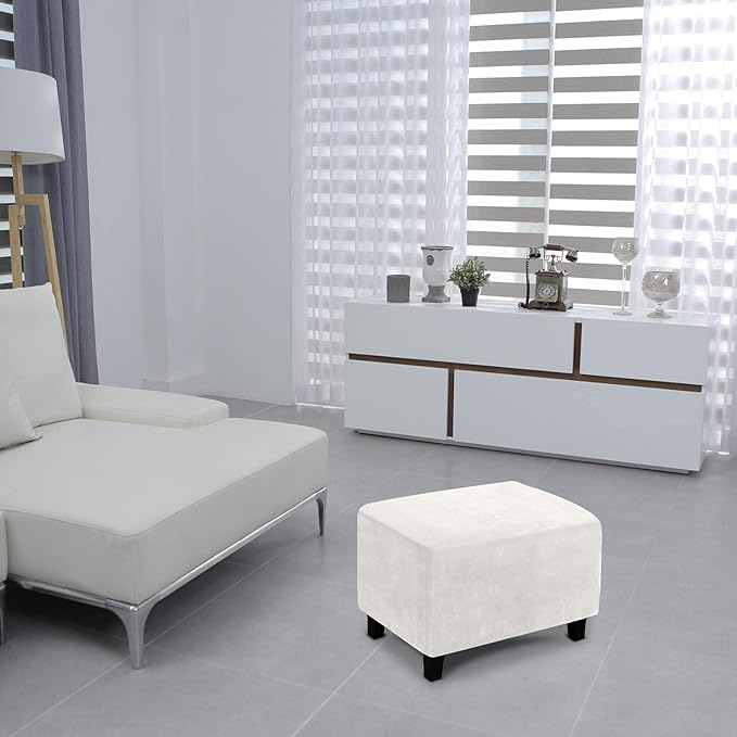 Ottoman Cover, Stretch Rectangle Velvet Ottoman Slipcovers of Foot Stool