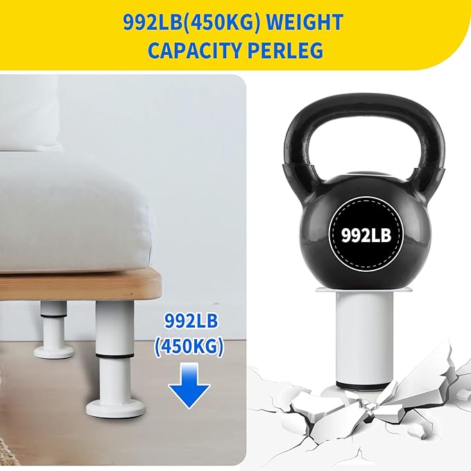4 PCS Adjustable Height Bed Support Legs