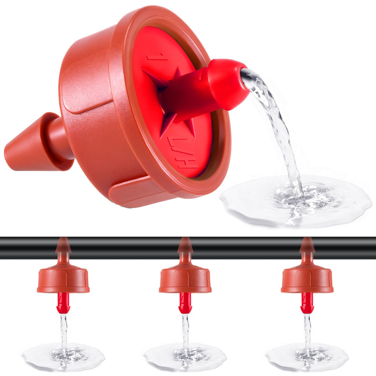 NRWRTY 50 PCS 4 GPH Pressure Compensating Drip Irrigation Spot Dripper, Max Flow Drip Irrigation Emitters Heads for Dry Soil Thirsty Plants, Irrigation Drippers Parts for Arid Area Outdoor Irrigation