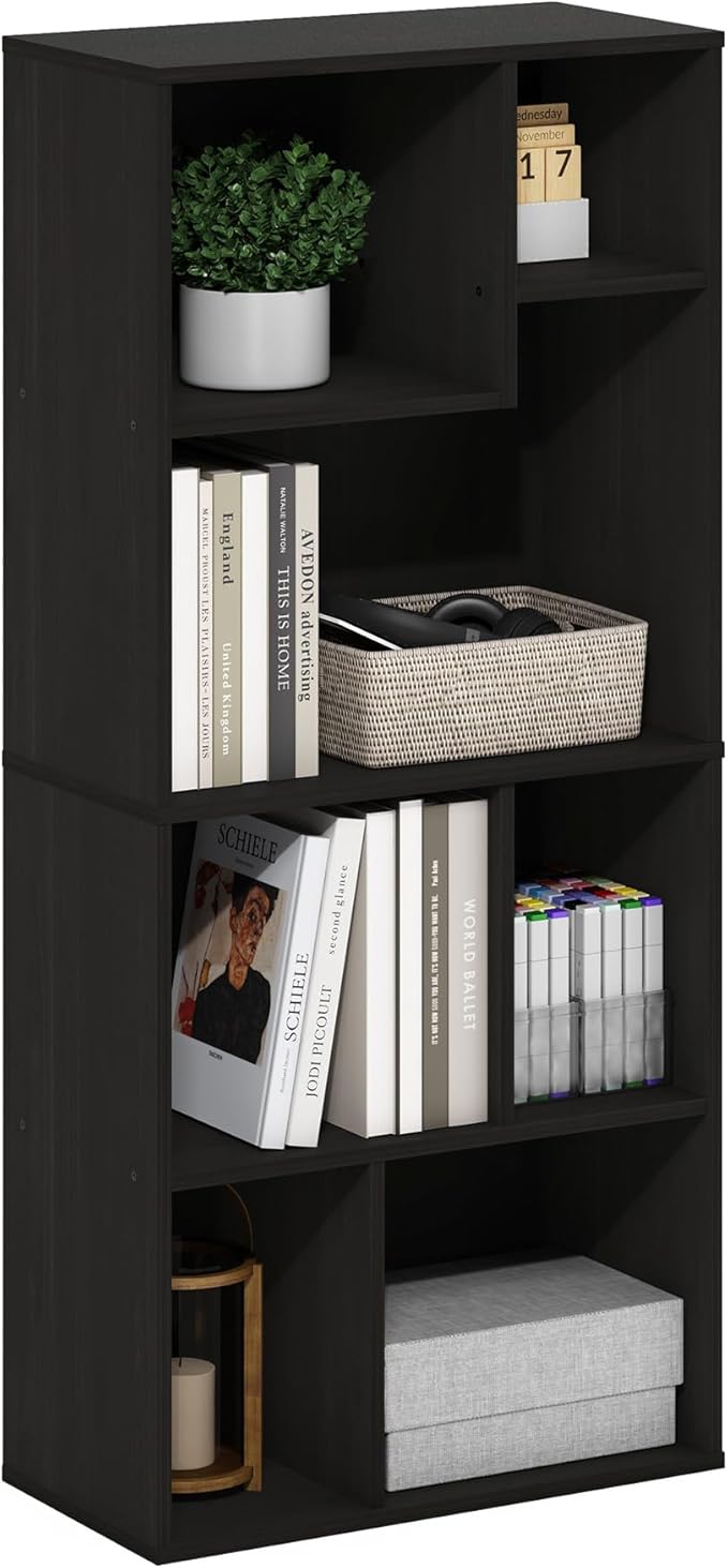 Furinno DALY Book Shelf, 7-Cube Bookshelf, Cube Storage Organizer Bookcase
