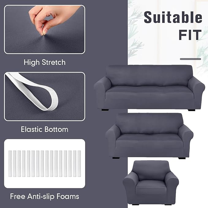 Peryiter 3 Pcs Couch and Loveseat Covers Set Sofa Cover