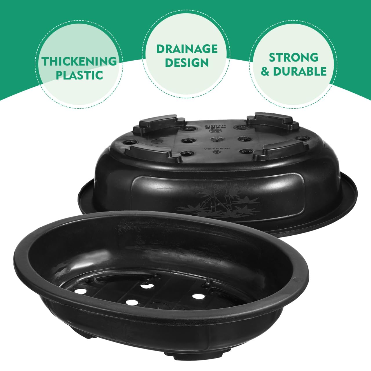 Kisangel 6pcs Large Oval Gardening Pots Plastic Plant Containers with Drainage Holes for Outdoor Indoor Flower Pots Planters Suitable for Garden and Patio Use