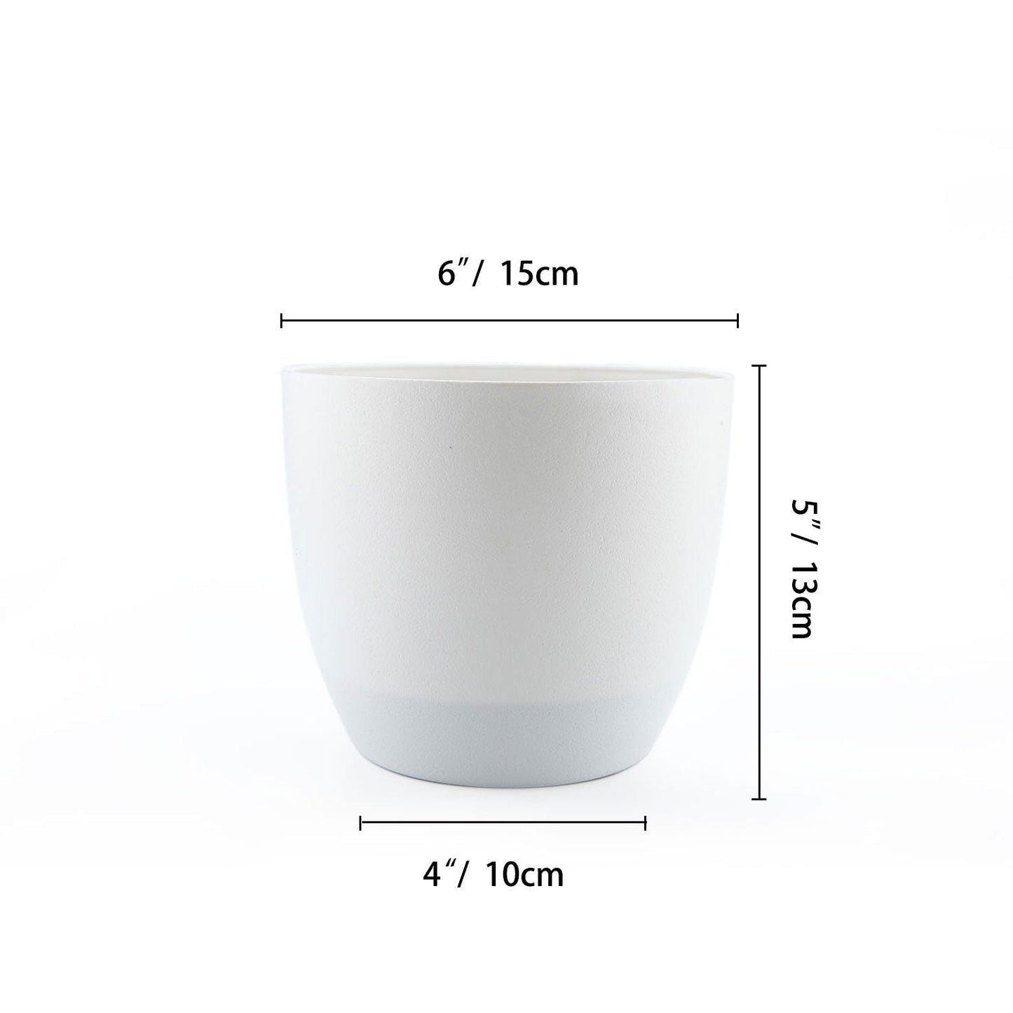 T4U 6 Inch Plastic Self Watering Planter with Water Level Indicator White Set of 4, Modern Decorative Planter Pot for All House Plants, Flowers, Herbs, African Violets, Succulents