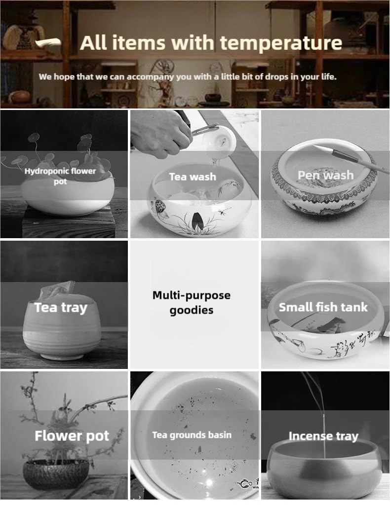Lotus Bowl Planter, Decorative Ceramic Plant Pots with Moisture-Multifunctional Design, Succulents Orchids Indoor Plants, Thickened Round Planter for Home Desk & Shelf Decor