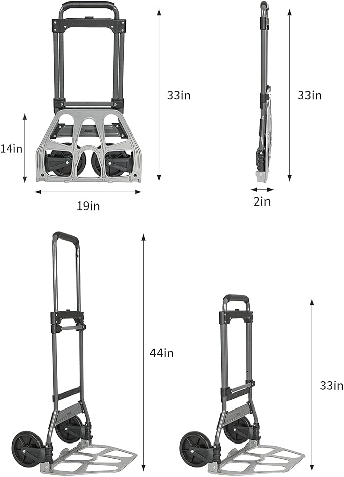 Leeyoung Folding Hand Truck and Dolly, 264 Lb Capacity Heavy-Duty Luggage