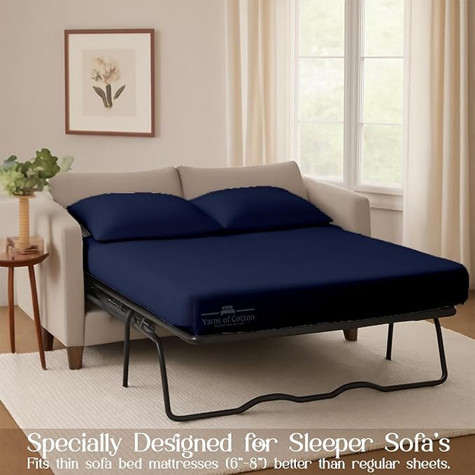 Sleeper Sofa Bed Sheet, 100% Cotton 400 Thread Count, 4 Piece Set, Deep Pocket