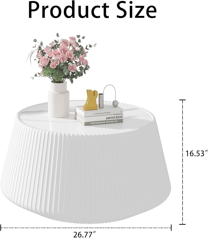 26.77" Marble Coffee Table, Modern Cup Shaped Coffee Table