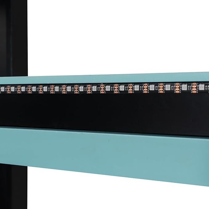 Full Size Wood Loft Bed with Built-in Workstation, Smart Storage, RGB Lighting