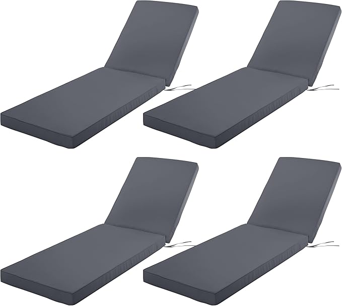 Chaise Lounge Cushion Outdoor, Waterproof and Stain-Resistant Lounge Deck