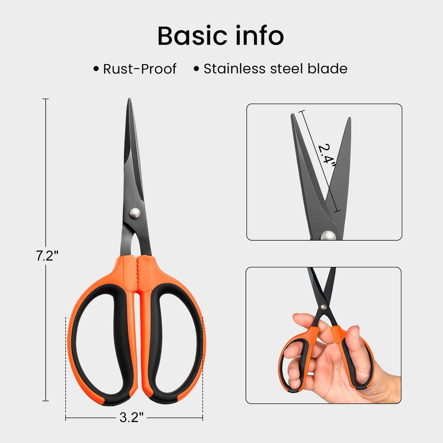 GROWNEER 3 Packs Trimming Scissors Teflon Coated Non Stick Blades Pruning Shears Gardening Hand Pruning Snips with Straight Stainless Steel Precision Blade