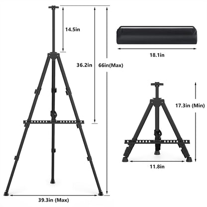 Easel Stand for Sign, Hemndic 66" Easels Stand for Painting Heavy Duty, Portable Travel Easel for Display (2 Pack)