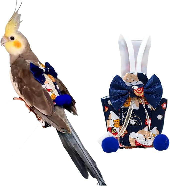 Bird Flight Suits Diapers, Parrot Flight Suits Diapers for Monk Parakeets, Cockatiels Flight Suits, Parrot Clothes, Bird Training Nappy Suit Liners Clothes (Medium,Blue-B)