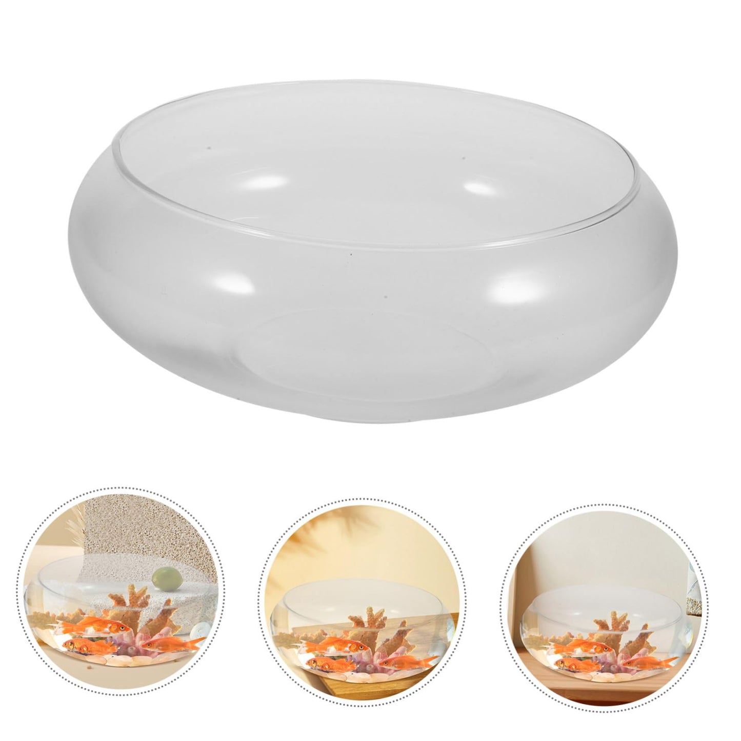 Mikikit Fish Bowl Glass Aquarium Tank Clear Desktop Fish Tank for Small Hydroponic Plant Pot Glass Design for Decor