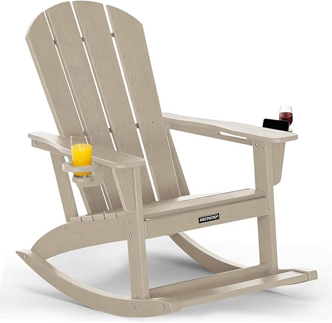 Outdoor Oversized Adirondack Rocking Chairs, All Weather HDPE Patio Rocking