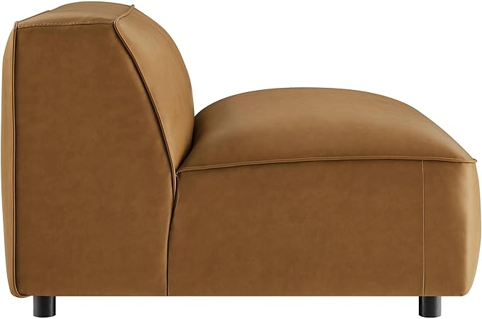 Modway Auren Vegan Leather Modular Armless Chair in Camel