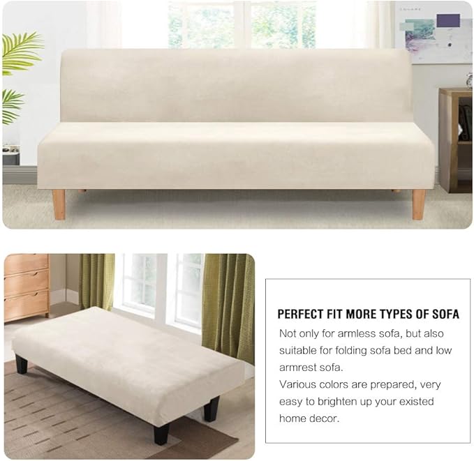 H.VERSAILTEX Real Futon Cover Armless Sofa Covers Sofa Bed Covers Stretch Futon