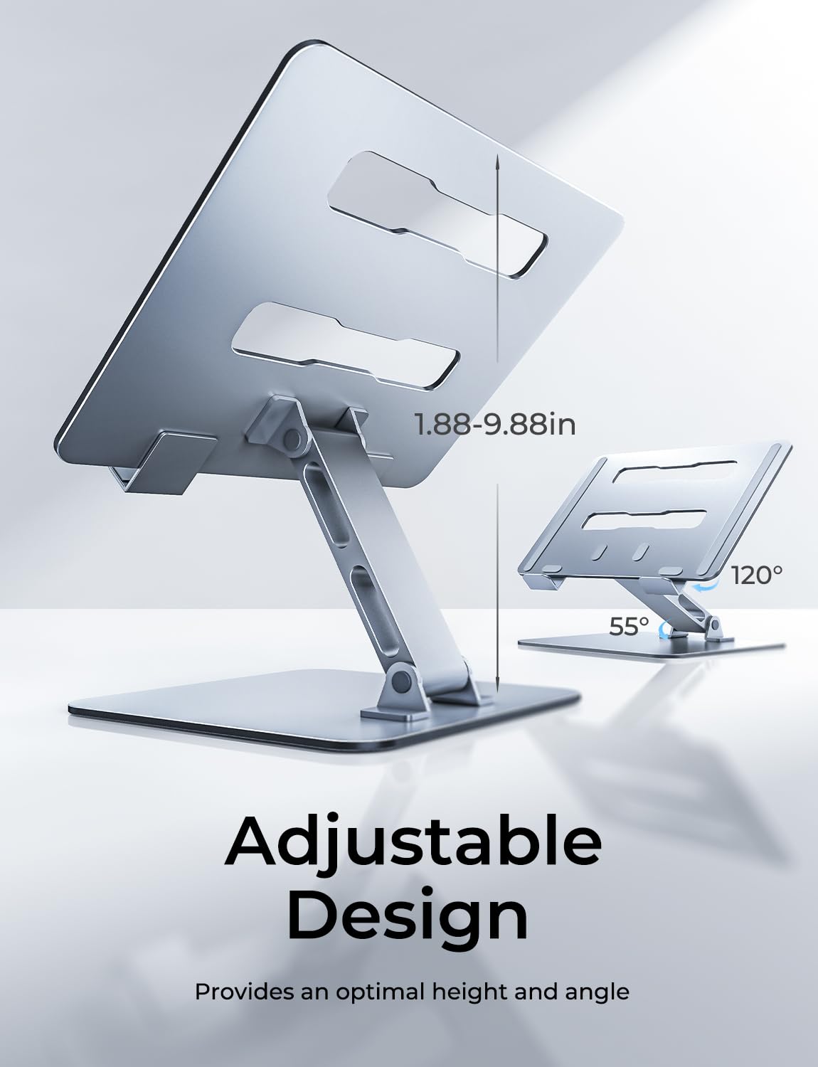 Niweya Adjustable Ergonomic Laptop Stand for Desk, Foldable Computer Stand, Stable Aluminum Lectern Notebook Riser & Portable Laptop Holder Mount Compatible with 10-16" MacBook Pro/Air, Dell, HP