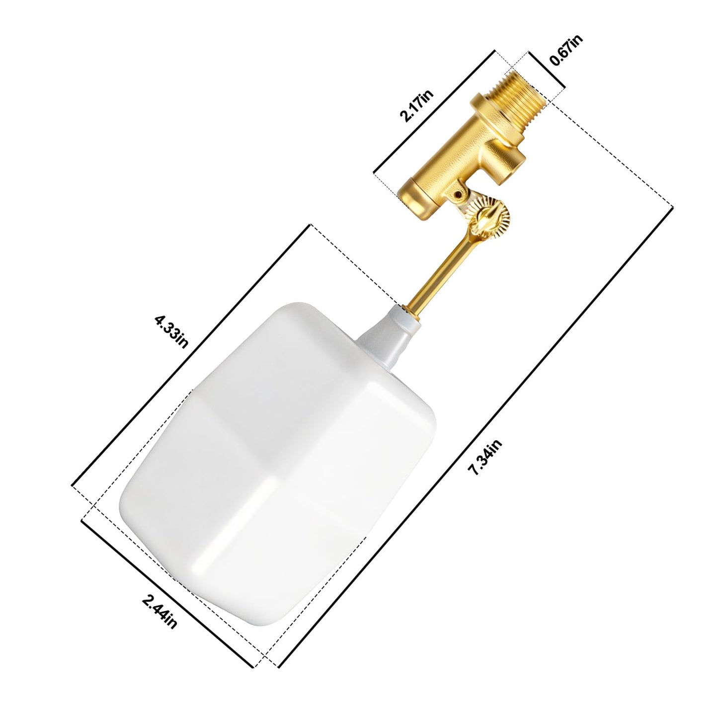 GASHER 2PCS 3/8" Water Float Valve, Water Level Controller for Water Troughs, Fountains, Water fountains, Water Tanks, Ponds