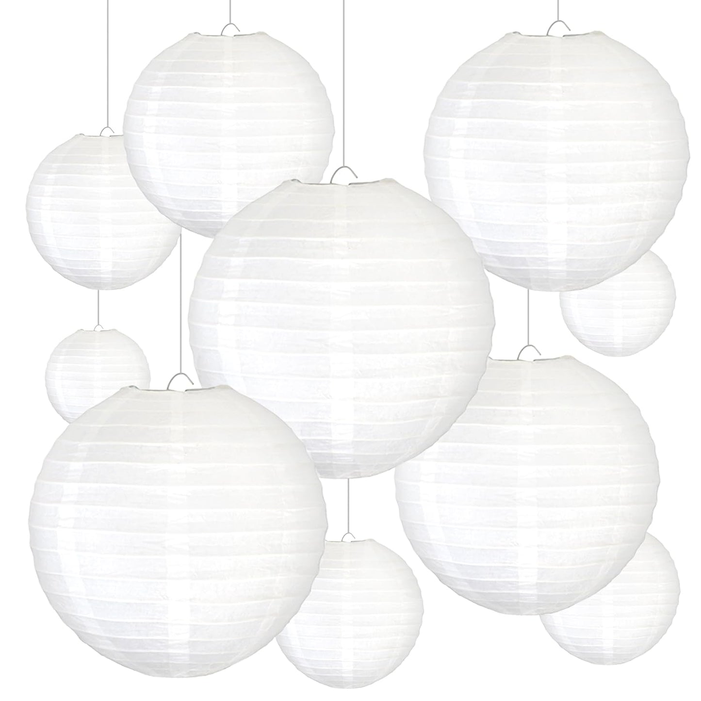 Novelty Place 6 inch White Paper Lanterns (Pack of 10) - Great Chinese/Japanese Home, Party & Wedding Decorations