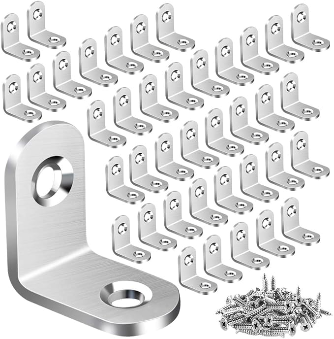 40PCS L Bracket Corner Brace, Stainless Steel L Brackets