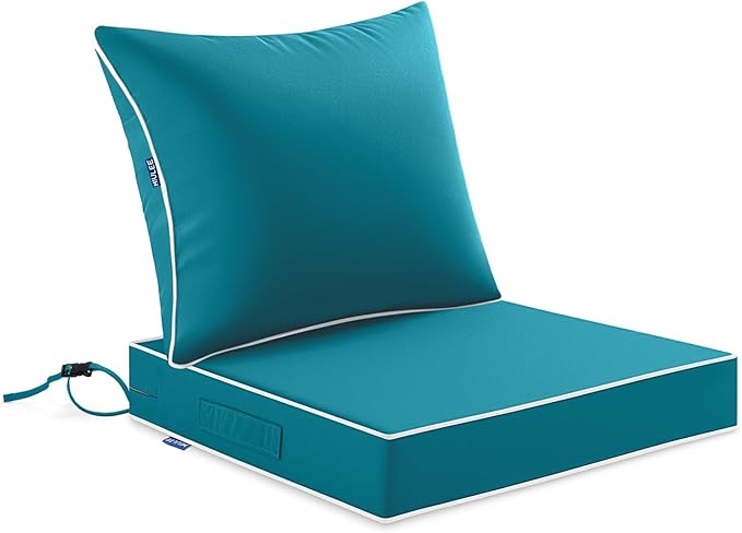 MIULEE Teal Outdoor Seat Cushion 24x24 Inch Waterproof & 3 Year Fade Resistant