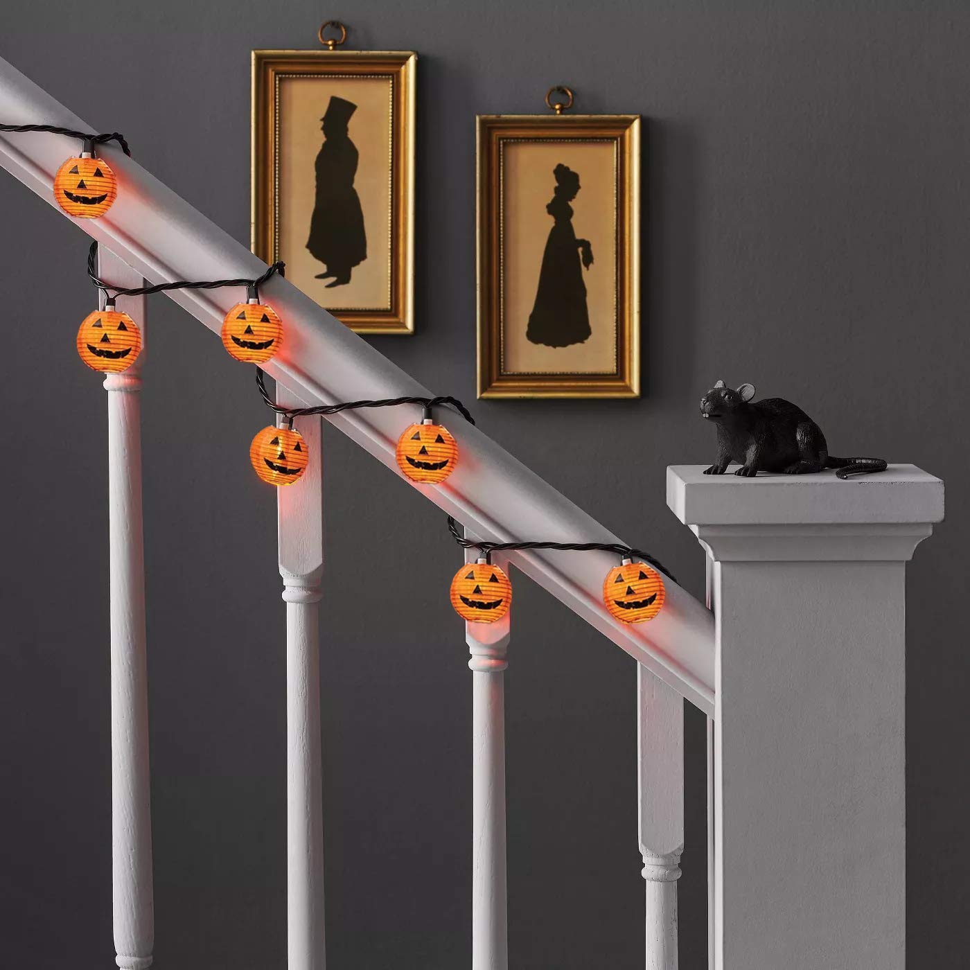 Halloween Pumpkin Lantern Lights Outdoor, 8.5Ft Plug in Orange Halloween Decorations String Light with 10 LED Jack O’ Lantern Lights, Hanging Fairy Lights Waterproof for Yard Party Patio Garden Window