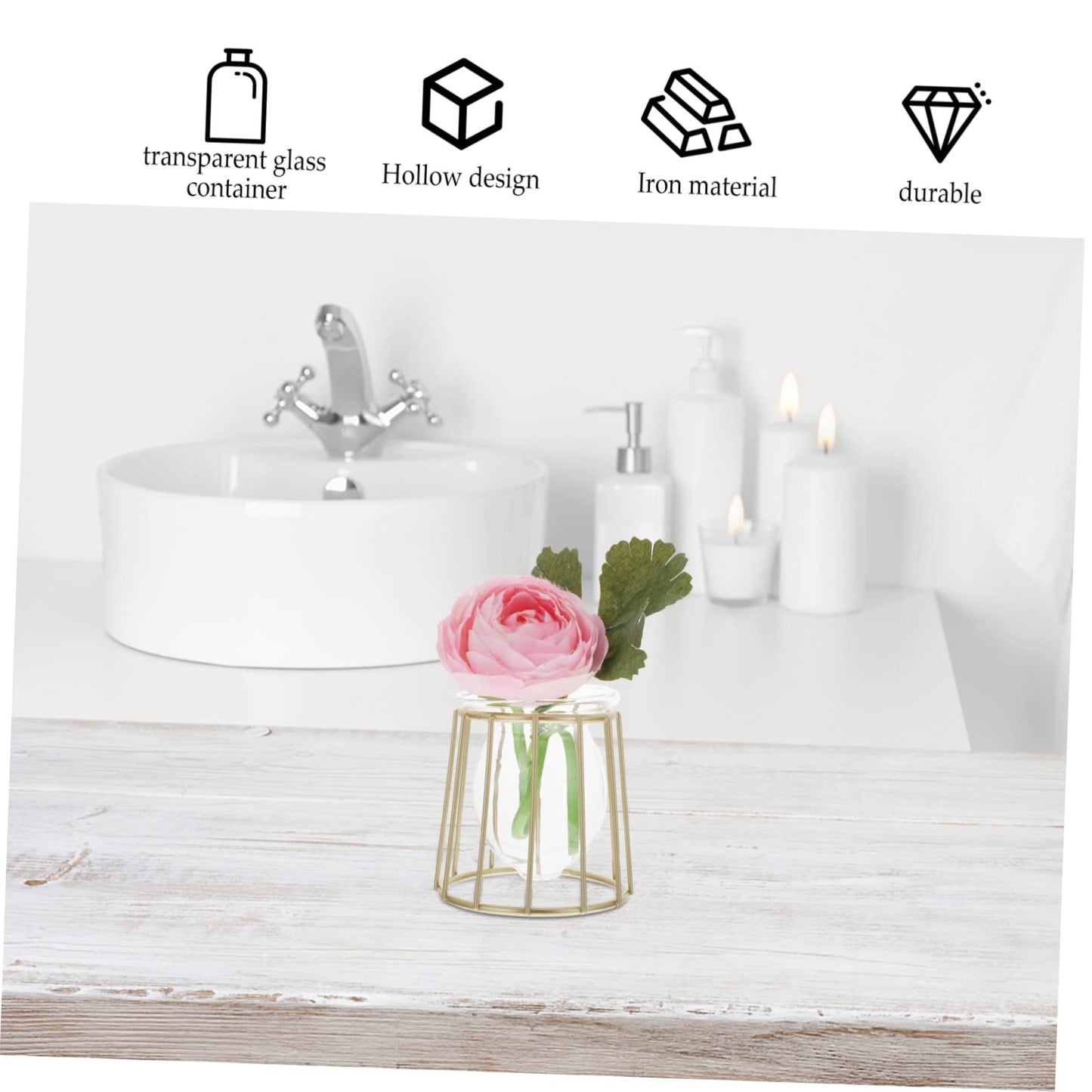 Mikikit Glass Hydroponic Vase Geometric Plant Container Indoor Plant Decor Terrarium Jar