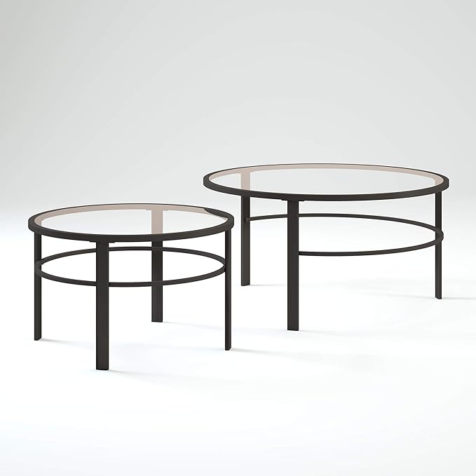 Henn&Hart Round Nested Coffee Table in Blackened Bronze, Coffee Table coffee