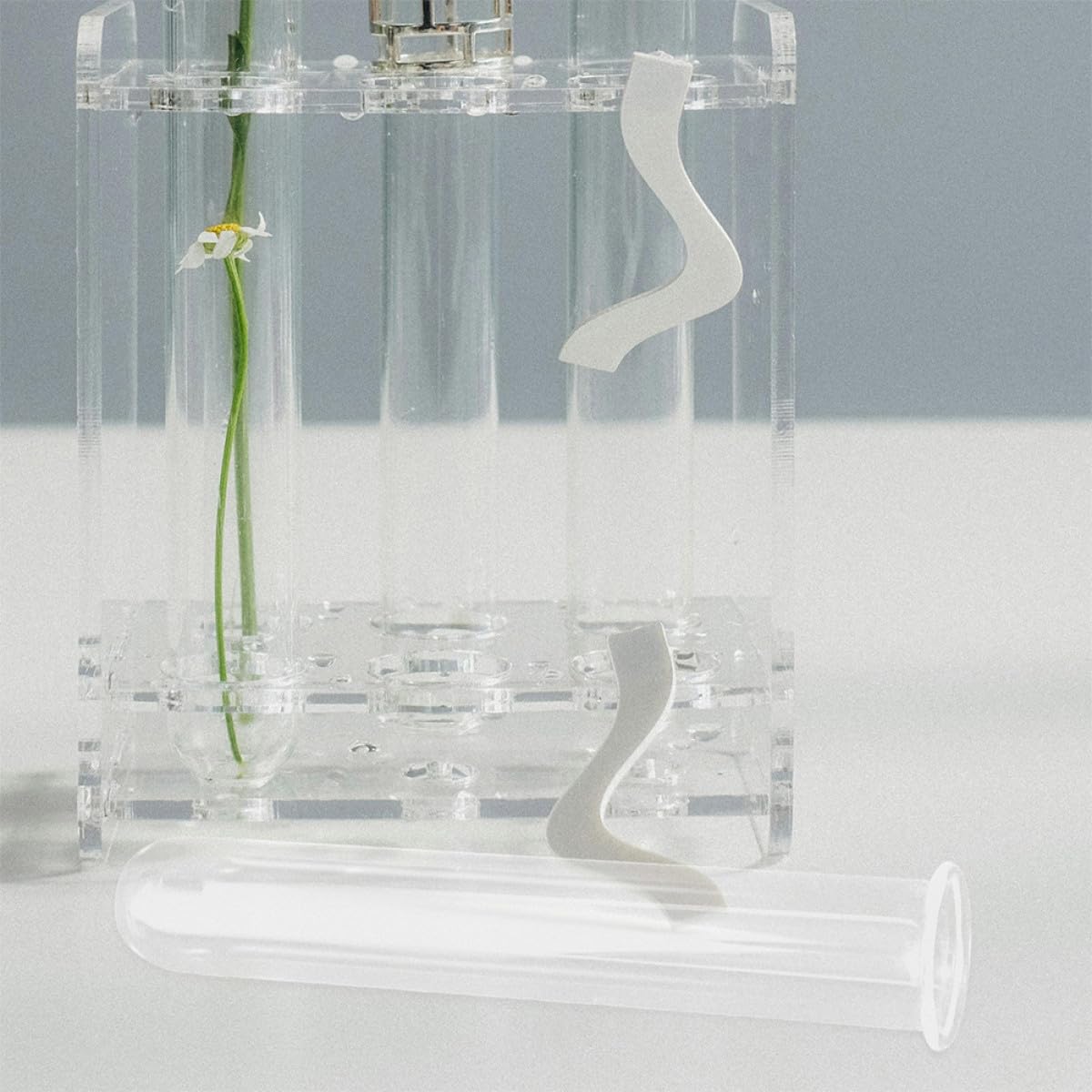 HOOWIFFY Glass Test Tube Flower Vase Hydroponic Plant Holder 4pcs Set 2.5x3x18cm Desktop Terrarium Accessories for Home Office Plant Propagation