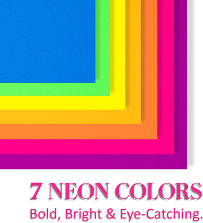 Index Cards 140-Count 5X8 Inch,178GSM Heavyweight Set of 7 Fluorescent Colors Paper Multicolor Study Cards